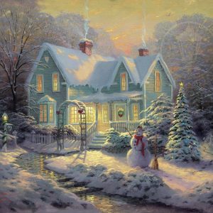 art-victorian-snowman-Thomas Kinkade
