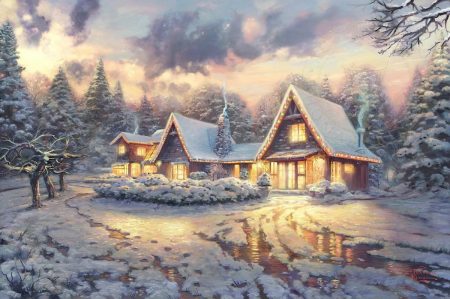 lights-art-snow Thomas Kinkade
