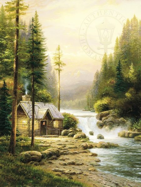 log-cabin-art-river-Thomas Kinkade