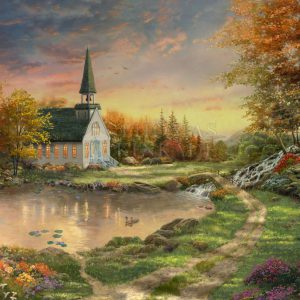kinkade-chapel-church-trees-pond-flowers-wildlife-waterfallautumn-fall